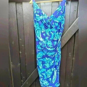 RALPH LAUREN Blue Watercolor Paisley Dress Green Label  Size 8 - NWT